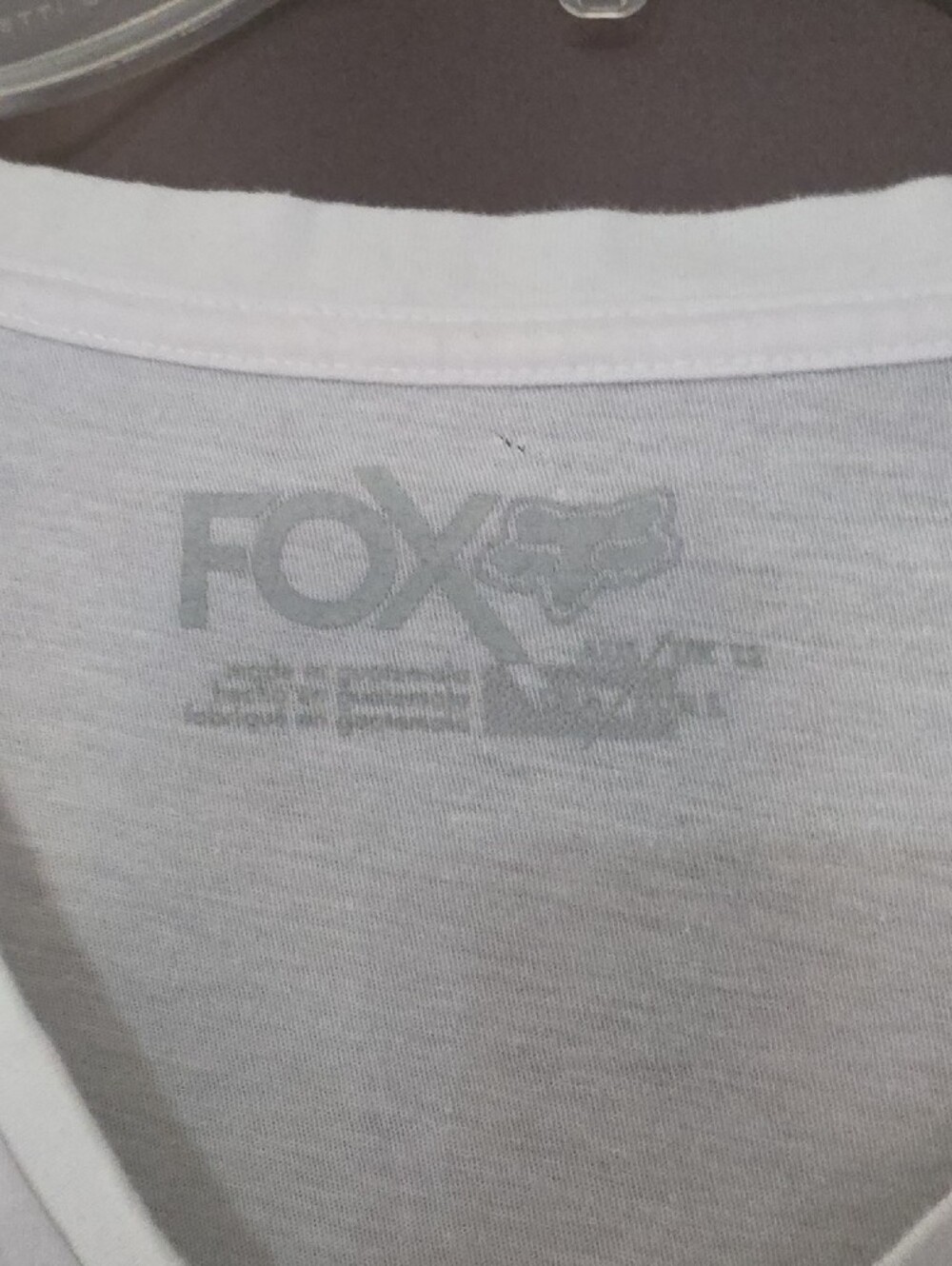 Fox Women's White V-Neck Graphic Tee with Gray Fox Head - Picture 2 of 3